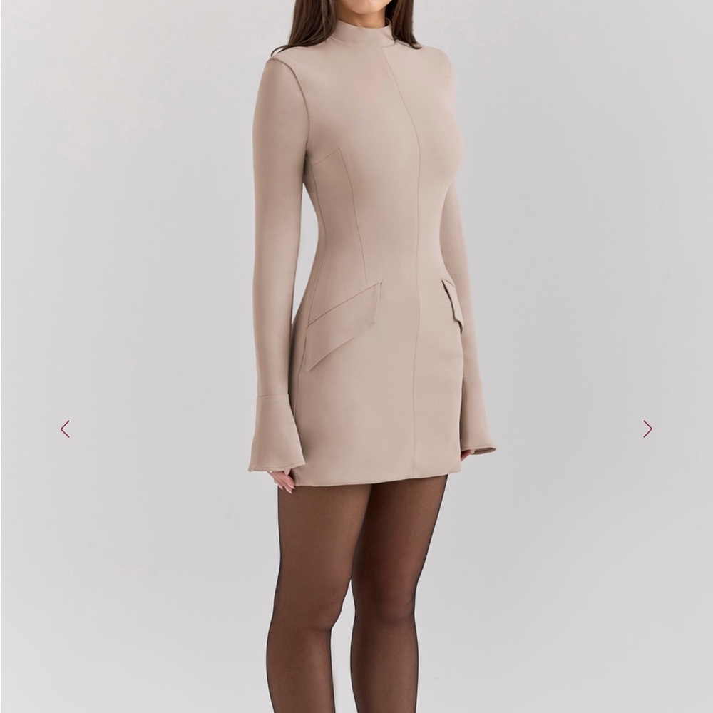 House of CB Mahalia long sleeve Taupe Dress